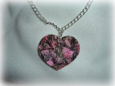 mossy oak breakup real tree camo heart pendant necklace redneck camouflage pink