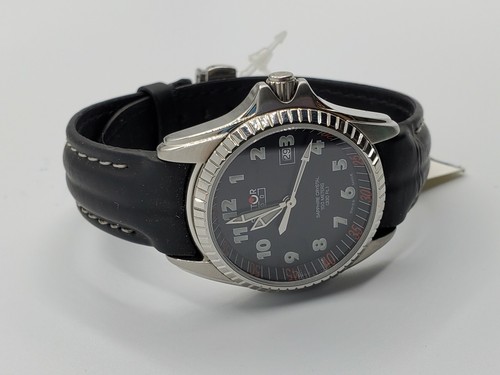 Damen Schweizer Uhr Sektor Datum schwarzes Zifferblatt Saphirglas Lederband Damen - Bild 4 von 10