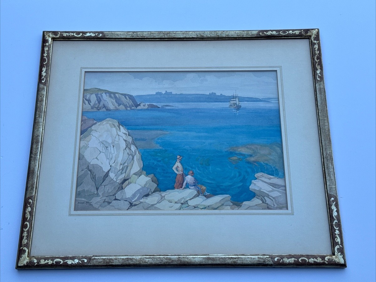 ANTIQUE NAUTICAL COASTAL PAINTING BEACH WOMEN ART DECO LISTED JOSEPH MILNER  1924 | eBay