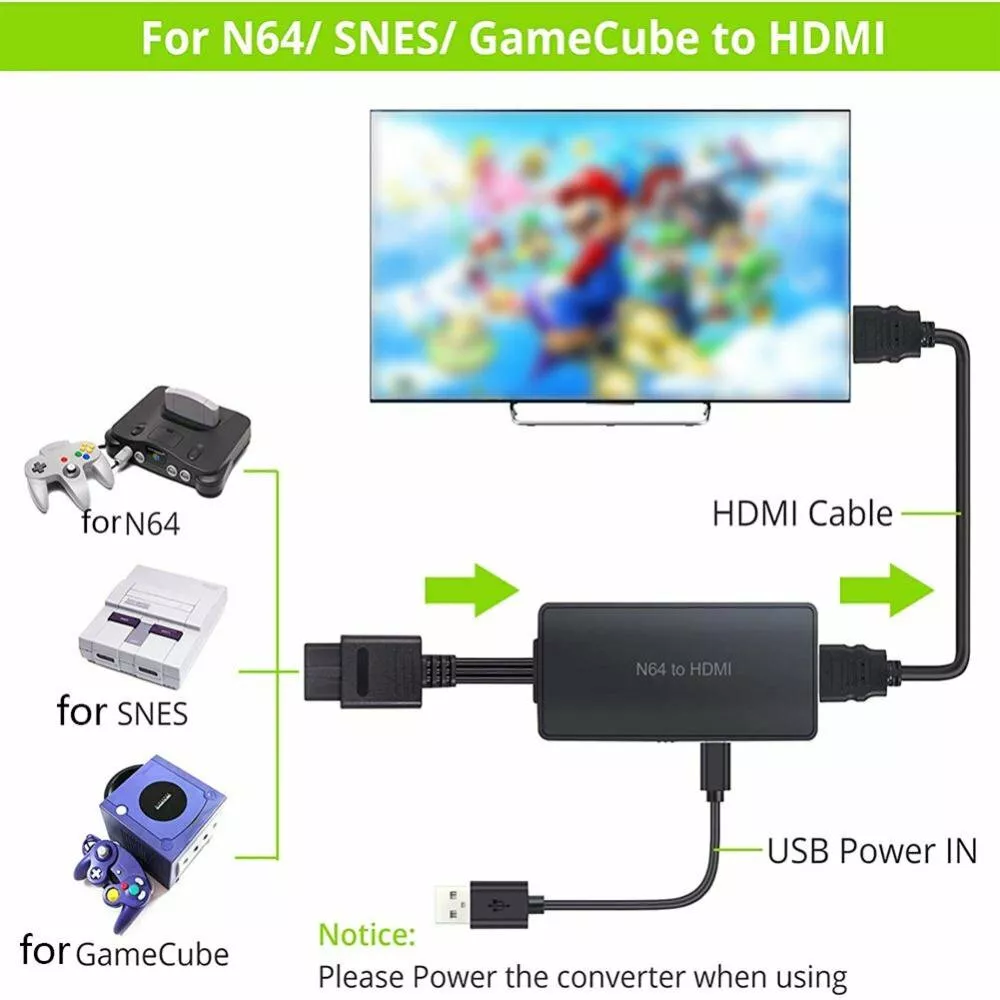 Pour Nintendo Gamecube Super Nes Snes Ngc N64 Vers Hdmi Adaptateur R