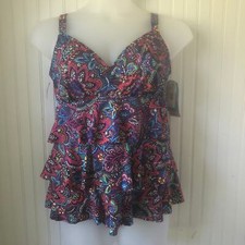 SWIM SOLUTIONS Retail 99 Floral Tiered Tummy Control Tankini One Piece Size 18