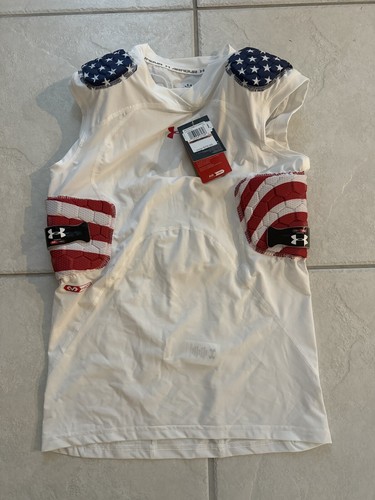 Under Armour Mens Gameday Armour Pro 5-Pad Top New Football NWT White USA Flag