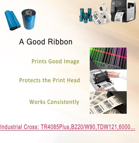 Thermal Transfer Ribbon 4.33" x 1476' Black Wax Ribbon - One New Sealed Roll! - Photo 4/6