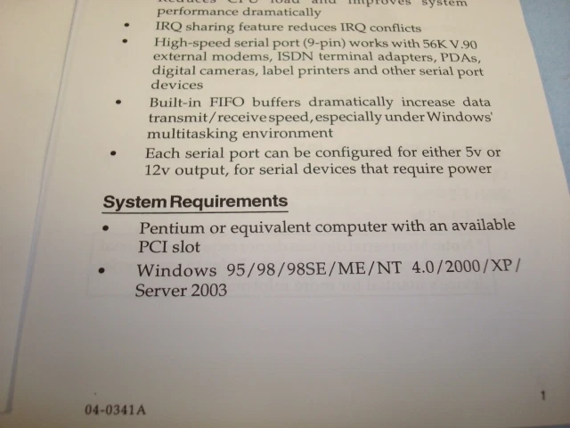 New SIIG Dual Serial Port PCI Card   JJ-P020G3, P054-Y2 - Image 3 of 4