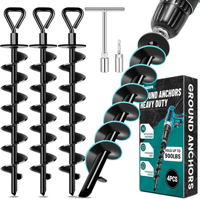 Ground Anchors Screw In, Heavy Duty Ground Trampoline Stakes High Wind Tent Stak