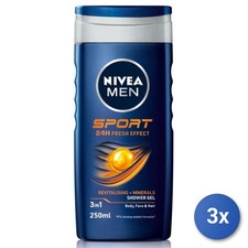 3X Nivea Men's Shower Gel 250 ML. Sport Made In Italy