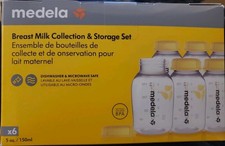 Medela Breast Milk Collection Storage Set of 5oz Bottles Lids NIB