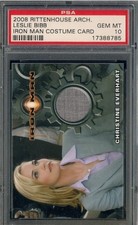 Tarjeta de disfraz Iron Man Rittenhouse Leslie Bibb 2008 PSA 10 POP 1 gema como nueva rara