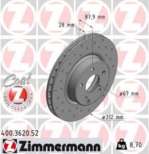 2x Bremsscheibe SPORT Z ZIMMERMANN 400.3620.52 f&uuml;r MERCEDES W211 KLASSE CLS S211