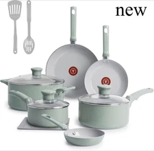 T-Fal Refresh Ceramic Nonstick Cookware Set, Oven Safe Up to 350ºF, 12-Piece