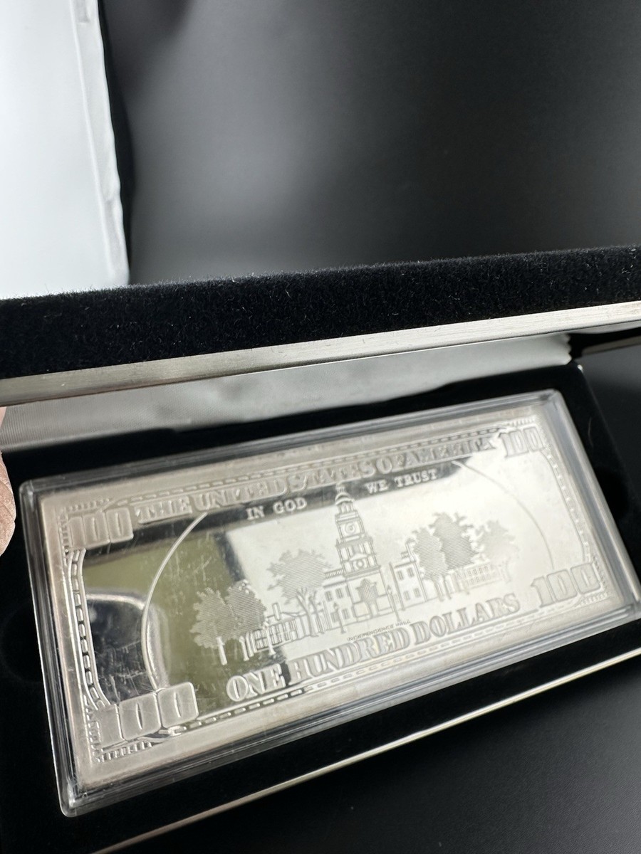 1997 Washington Mint $100 Dollar Silver Proof Fine Silver 4 oz Bar