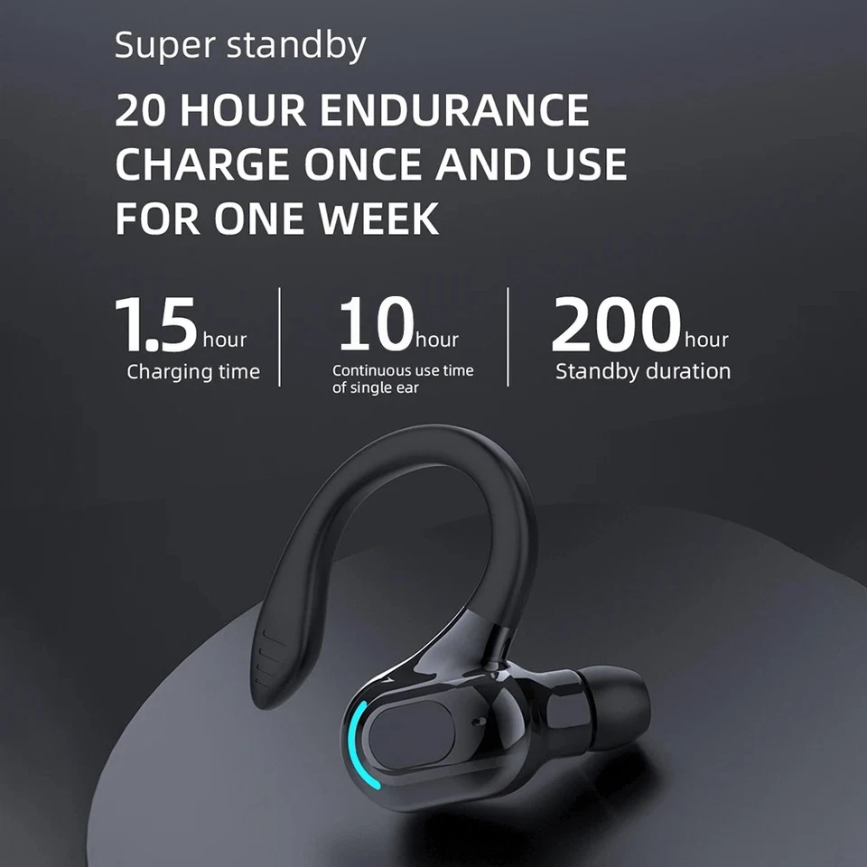 Bluetooth 5.2 Headset Wireless Earbuds Earphones Stereo Headphones Ear Hook - Image 3 of 4