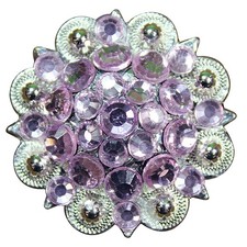 C-TY32 Set Of 32 Western Screw Back Concho Rose Crystal 1-1/4In Saddle Cowgirl