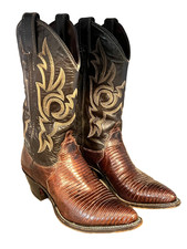 Vtg JUSTIN Cowgirl Boots Teju Lizard Leather Size 6.5B Western Rodeo USA L4711