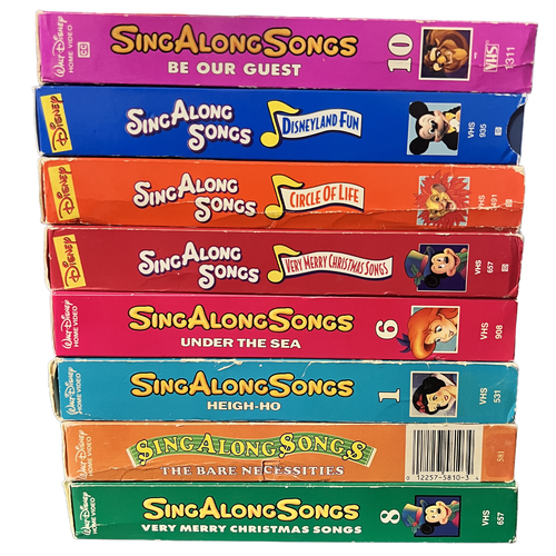 Disney Sing Along Songs VHS Lot 8 Tapes - Under the Sea, Heigh-Ho, Christmas - Foto 3 di 13