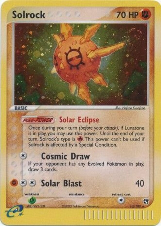 Solrock - 13/100 - Holo Rare PL/MP, English Pokemon EX Sandstorm