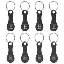 8Pcs Stainless Steel Shopping Trolley Token, Black Letter E Grocery Cart