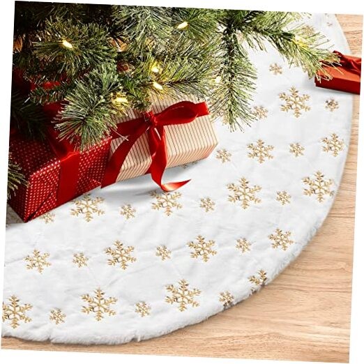 48-Inch White Christmas Tree Skirt for Holiday Decor and Festive Parties