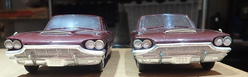 AMT promo car lot of 2 1965 Ford Thunderbird HT & convertible metallic burgundy