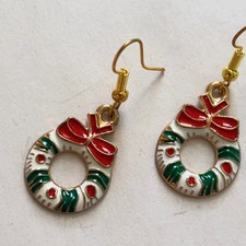 Christmas Wreath Earrings Dangle Holiday Earring Set