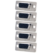 5 Pcs DB15 D-SUB 15 Pin VGA SVGA Female Mount Solder Cup Connector Socket Gold