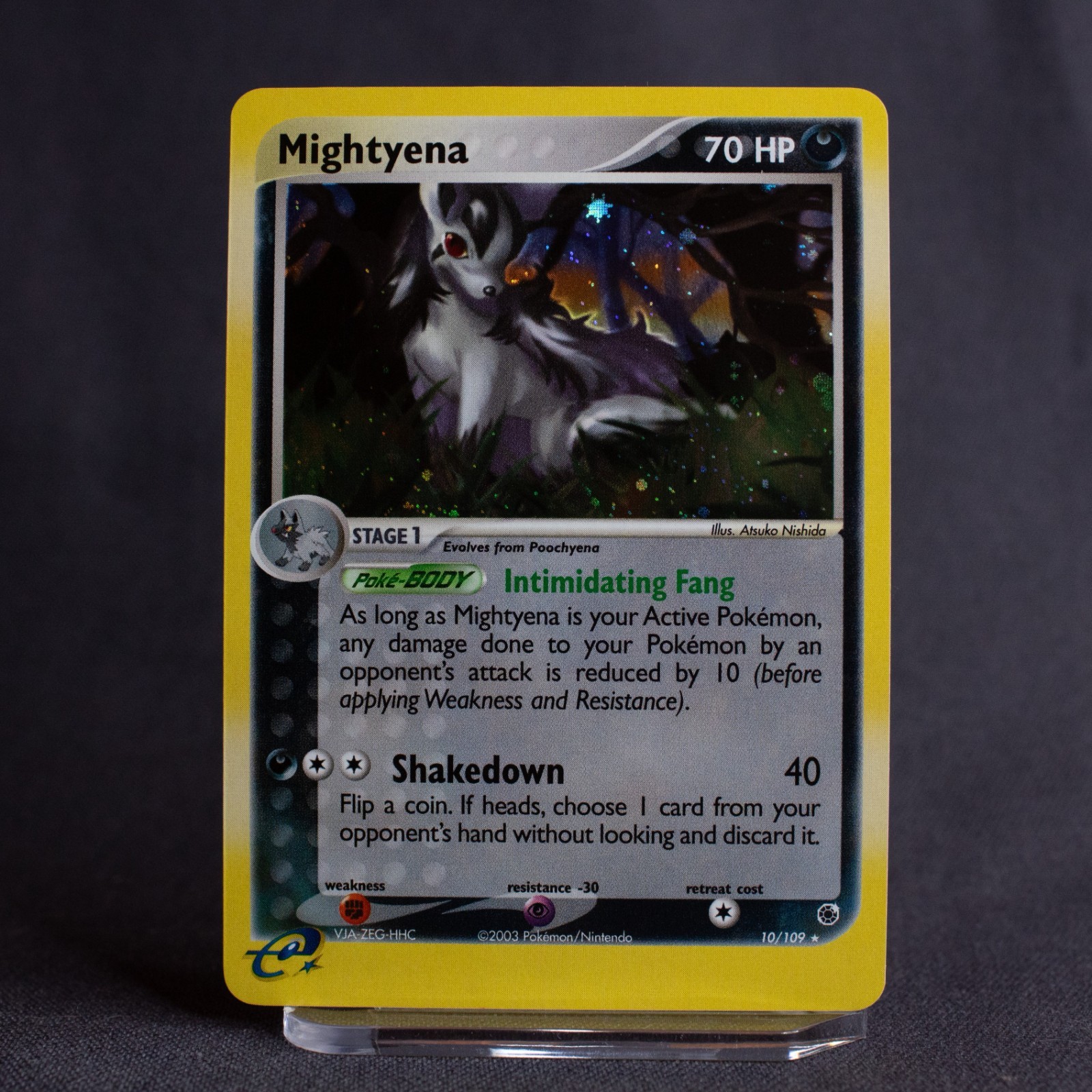Mightyena 10/109 Ruby and Sapphire Vintage Rare Holo, PERFECT MINT