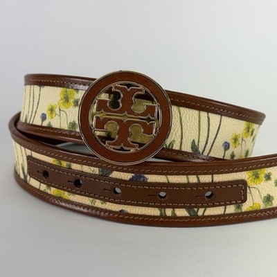 Tory Burch Floral Printed Belt Women's Belts Natural Vachetta size Small