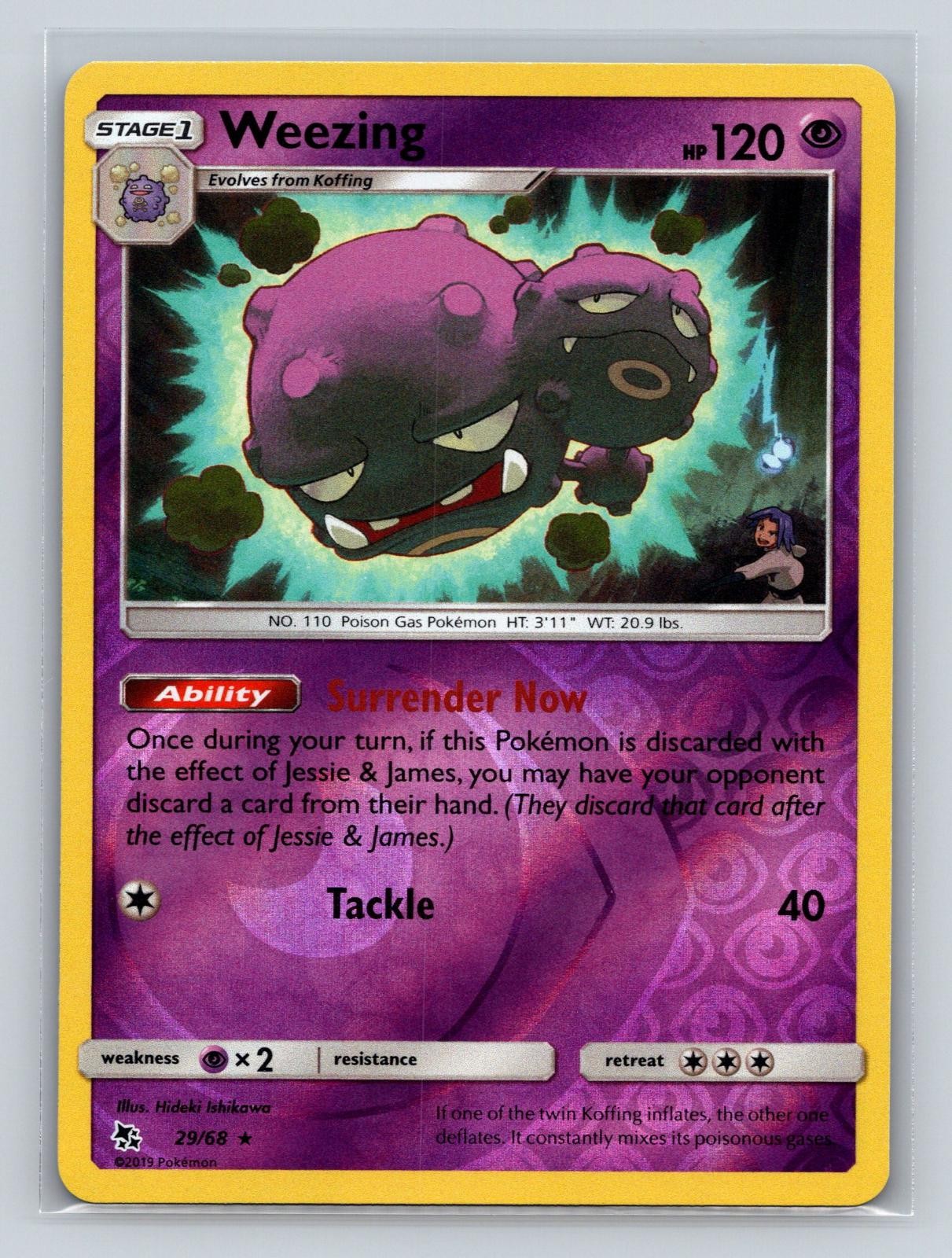 Weezing 29/68 Rare Hidden Fates Pokemon Reverse Holo NM