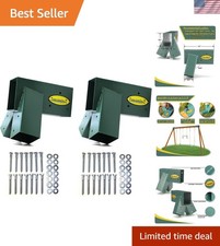 Easy 1-2-3 A-Frame Swing Set Brackets Kit - Includes 2 Heavy-Duty Green Brackets