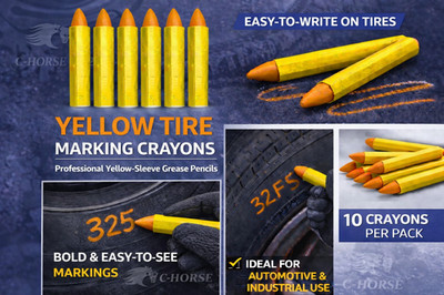 12 Yellow (Orange) Tire Crayon - All Surface Chalk Paint Stick Marker Graffiti