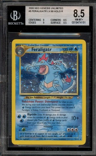 Pokemon Feraligatr Neo Genesis Unlimited Holo Rare #5 BGS 8.5