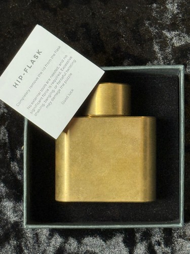 Hip-Flask Puzzle by Felix Ure - Difficult Solid Brass Puzzle Made in the UK