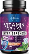 Vitamin D with K2 MK-7 - Vitamin D3 4000IU 100mcg Per Serving - D3K2 Comp...