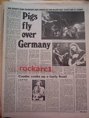 ROGER WATERS DAVE GILMOUR PINK FLOYD 'pigs over Germany' 1977 Article/Clipping