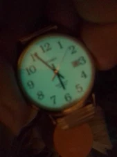 Timex U9 Men's Indiglo Watch & Date.Gold&Silver Styled Expand Band.New Battery.