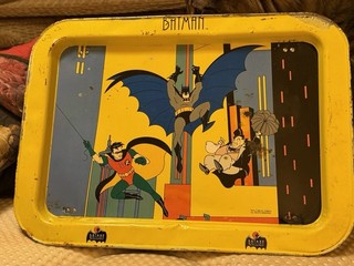 Vintage 1993 DC Comics Batman Robin Penguin Metal Folding TV Tray Yellow