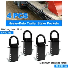 4X Standard 2"x4" Heavy Duty Trailer Adjustable Stake Pocket D Ring Zinc Coated