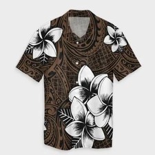 Plumeria Tribe Brown Polynesian Hawaiian Shirt Unisex Adult Hw6803