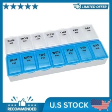 Weekly Pill Box Organizer 7 Day Medicine Storage Case 2 Times a Day Daily AM PM