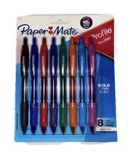 Paper Mate Profile Ballpoint Retractable Pen Assorted Ink Bold 8/Set 1960662