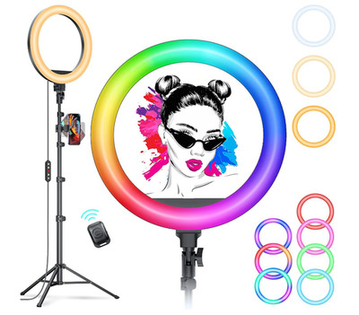 Luz circular LED regulable con soporte teléfono para creador de contenido