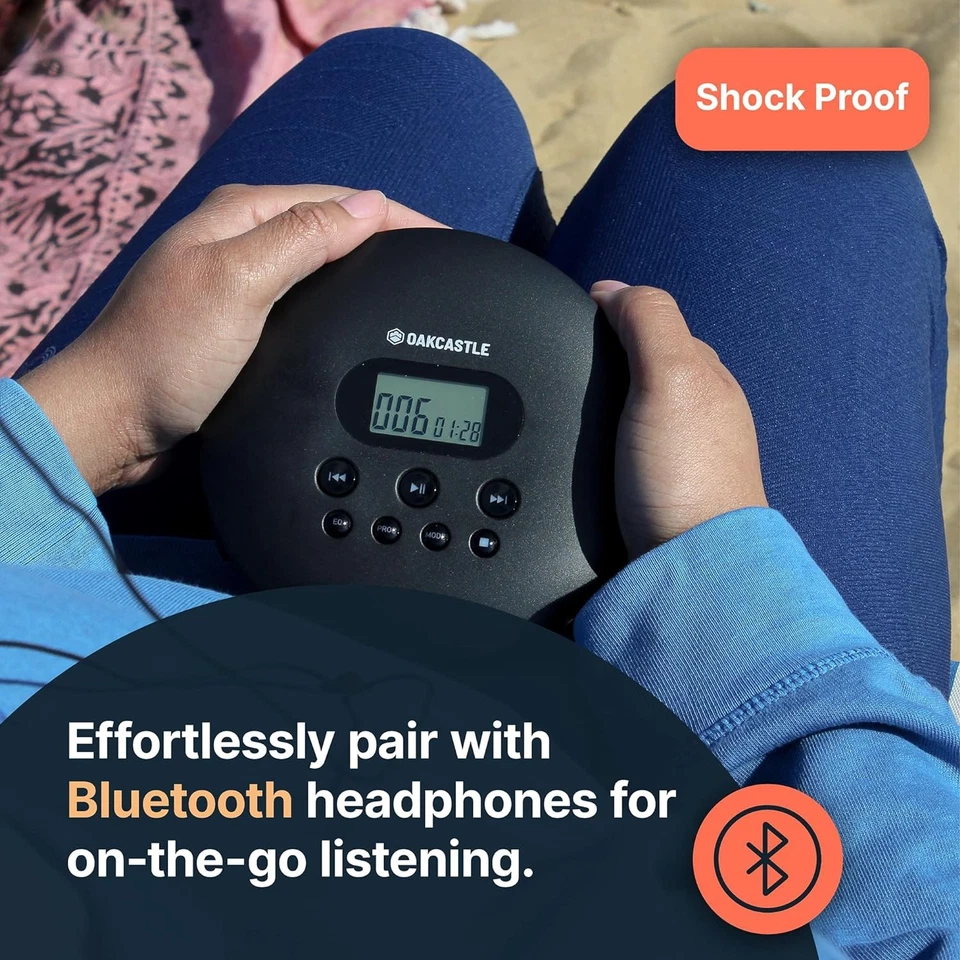 CD Player, Discman, Bluetooth, MP3 | Oakcastle CD100, tragbar, Schwarz, WIE NEU - Bild 4 von 4