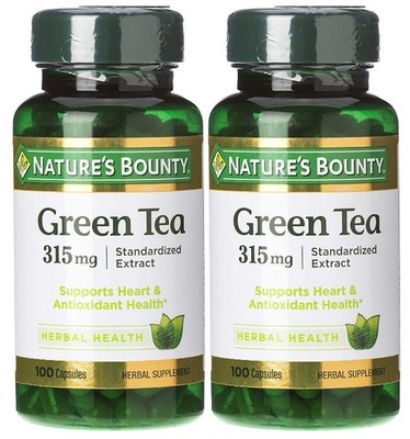 2 Pack Nature's Bounty Green Tea Capsules - 315 mg - 100 Count Herbal Supplement