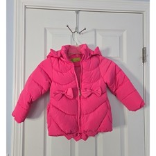 Girls Hooded Puffer Jacket Size M. Has an animal design on the back