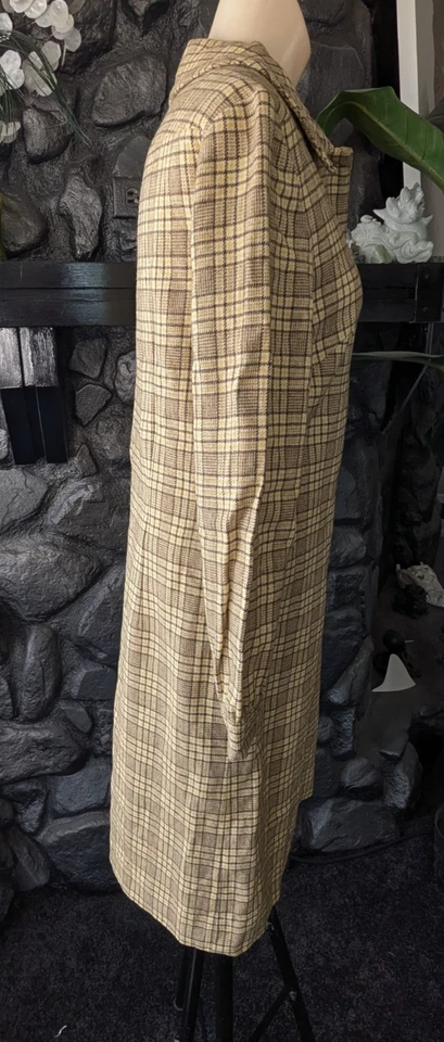 Vestido camisero vintage años 60 Pendleton de lana a cuadros manga larga marrón/amarillo/blanco a cuadros 12 Foto 3 de 4