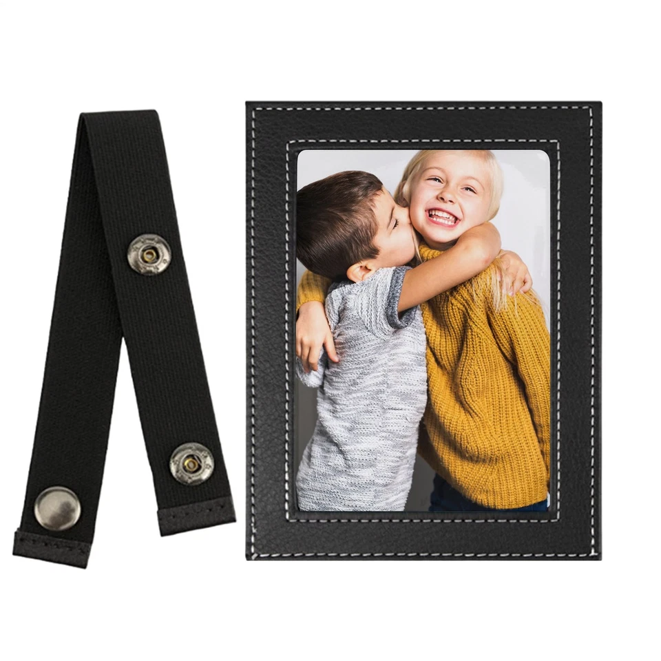 Visera de coche marco de fotos clip coche cuero PU marco de fotos decoración de vehículos Foto 4 de 4