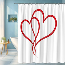 Chic Red Hearts Shower Curtain for Romantic Home Decor