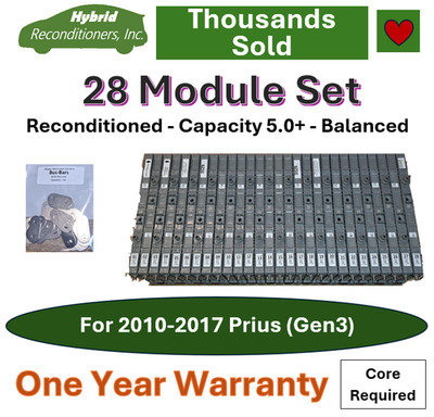 2010-2017 Prius Hybrid Battery 28-Module Set: Reconditioned & Balanced:1-Yr WNTY