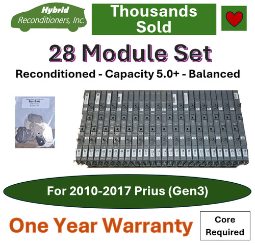 2010-2017 Prius Hybrid Battery 28-Module Set: Reconditioned & Balanced:1-Yr WNTY