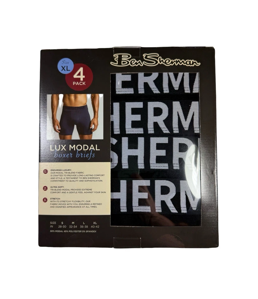 Ben Sherman nuevo con etiquetas. * Pack de 4 hombres. Calzoncillo boxer de microfibra. Negro. Precio de venta sugerido por el fabricante $48,50 Foto 2 de 4